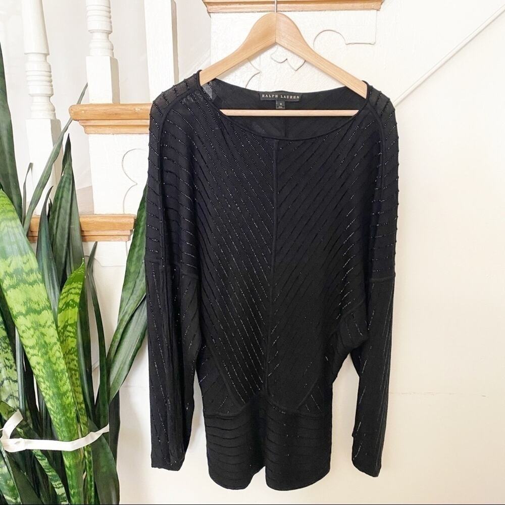 ralph lauren sparkled embellished black blouse M